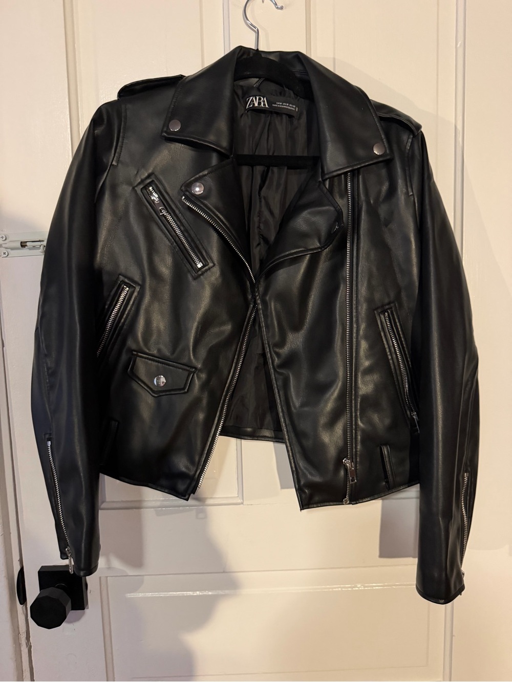 ZARA Black Faux Leather Moto Jacket